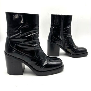 Jeffrey Campbell MAXEN 2 Black Patent Leather Block Heel Platform Boots Size 7